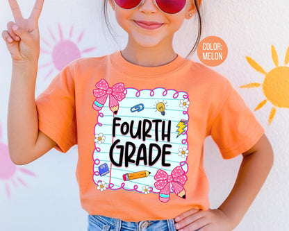 Comfort Colors® Coquette Fourth Grade Shirt, 4th Grade Teacher Shirts
