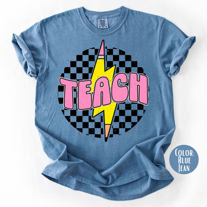 Retro Checkered Teach Shirt - Comfort Colors Teacher Tee