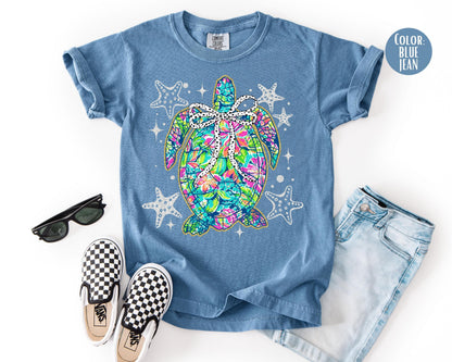 Comfort Colors® Preppy Summer Sea Turtle Shirt, Girls Summer Shirts