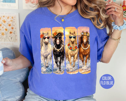 Comfort Colors® Girls Summer Horses Shirt, Horse Lover Shirts