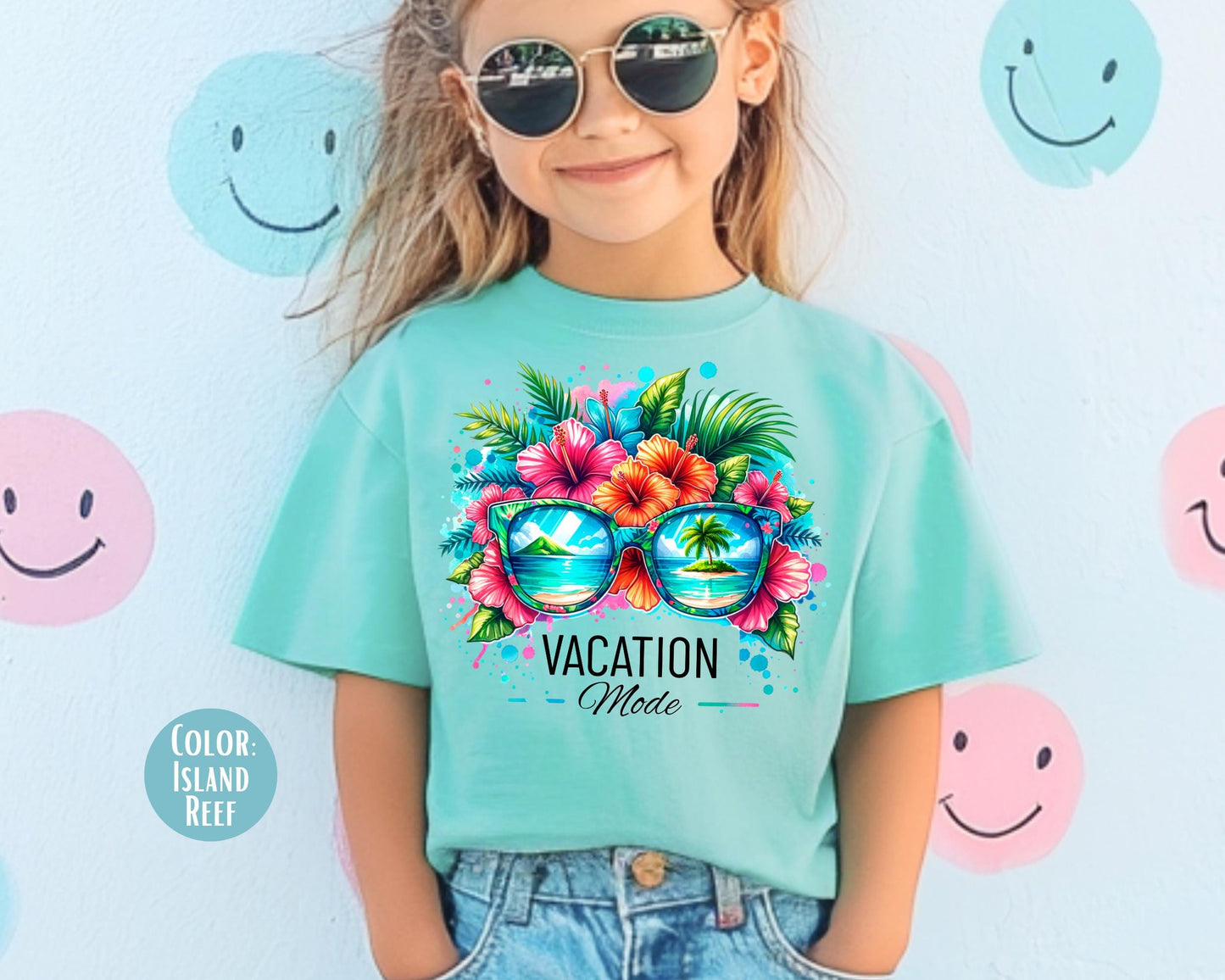 Vacation Mode Comfort Colors Tee: Kids Summer Shirt