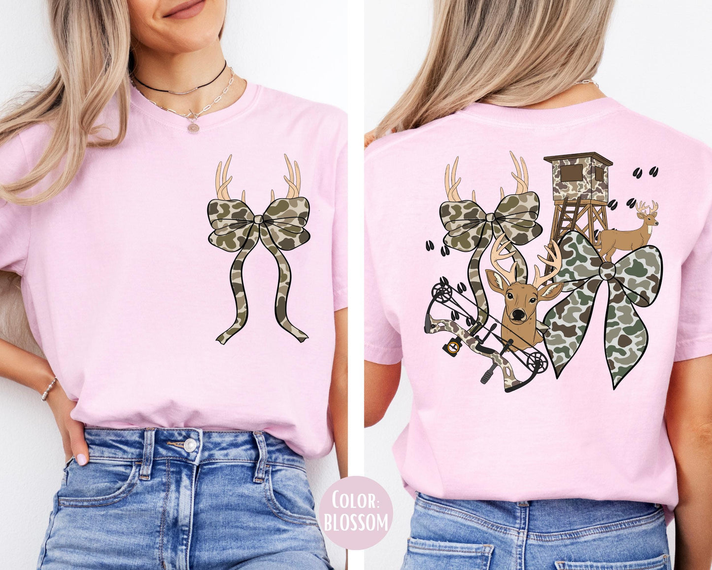 Comfort Colors Deer Hunting Tee: Coquette Camo Bow Shirt