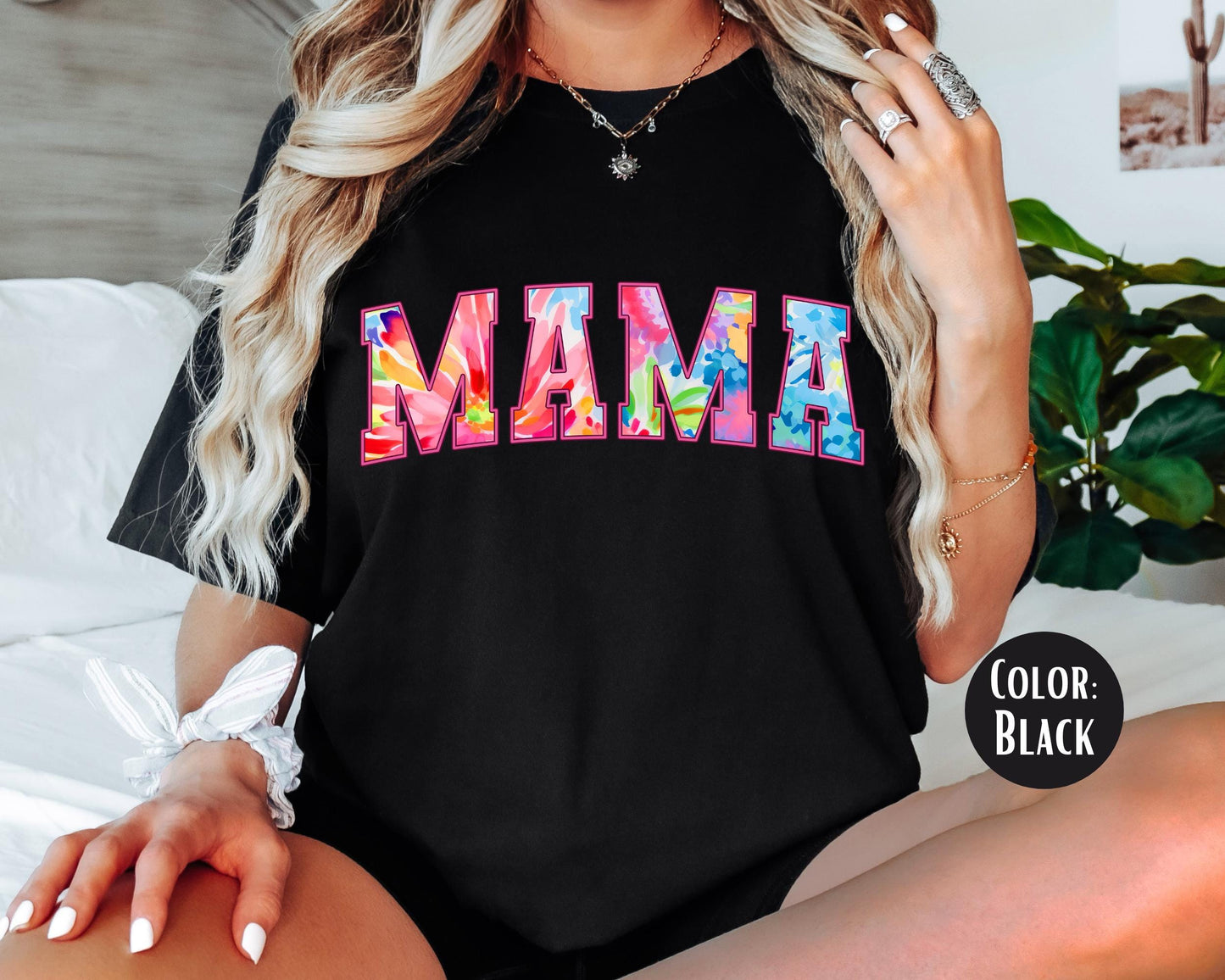 Comfort Colors Tie Dye Mama Shirt - Varsity Mom Tee