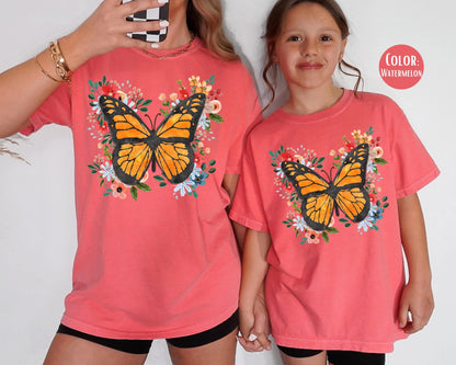Comfort Colors Mama Mini Butterfly Shirt: Matching Mother Daughter Tees