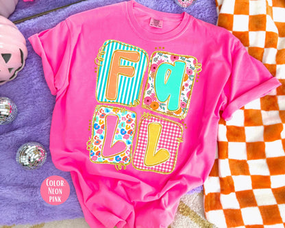 Comfort Colors Floral Fall Shirt, Girls Autumn Tee
