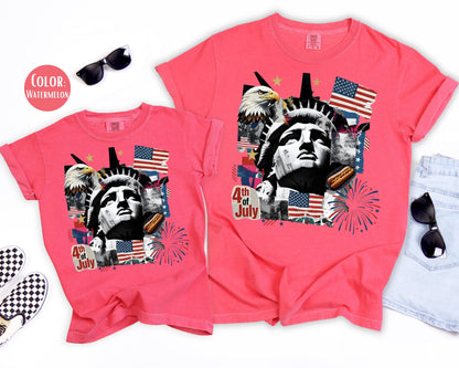 Comfort Colors 4th of July Statue of Liberty Shirt, Retro Independence Day Shirts