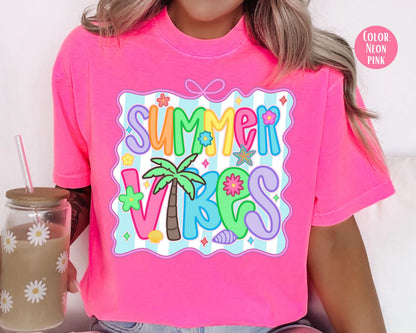 Comfort Colors® Preppy Summer Vibes Shirt, Girls Summer Shirts