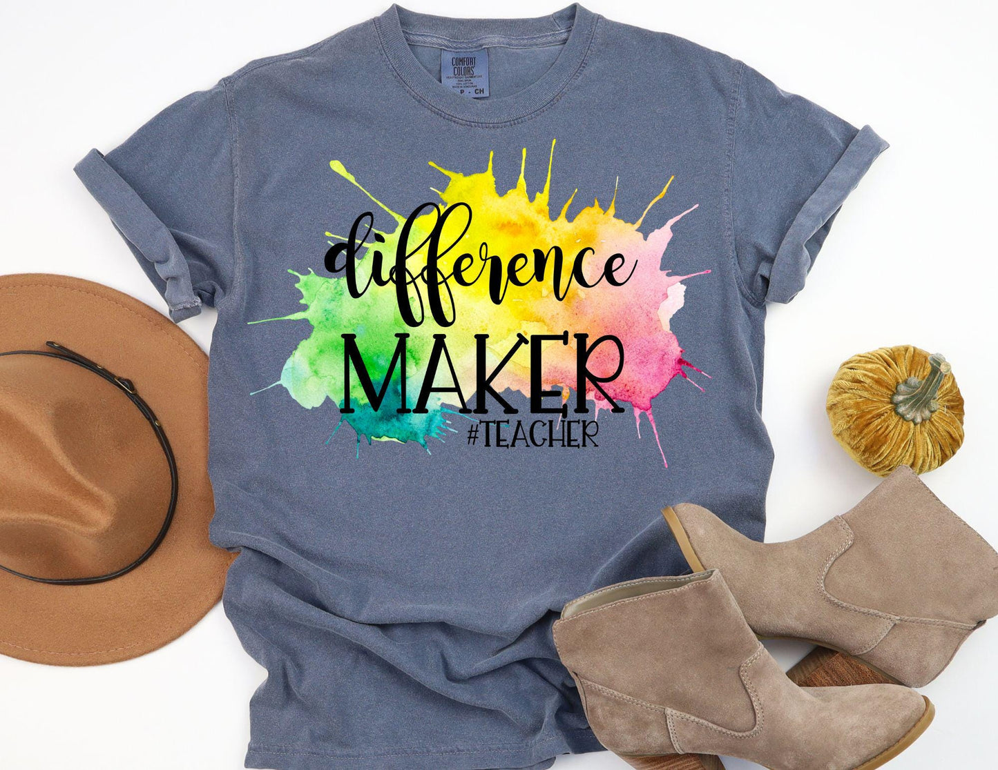 Comfort Colors Teacher Shirt: Inspirational Tee, Difference Maker