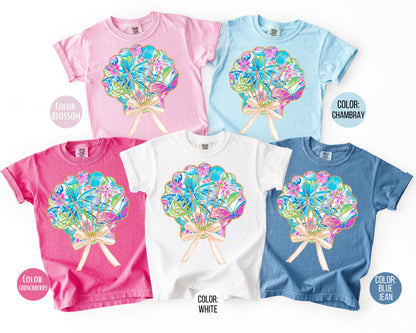 Comfort Colors® Floral Coquette Clam Shirt, Girls Beach Shirts
