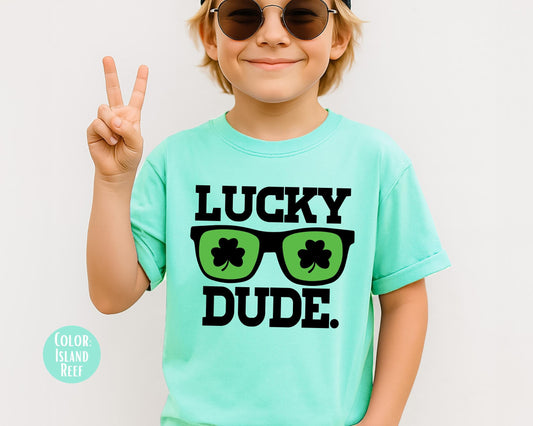 Comfort Colors® Boys Lucky Dude Shirt, Kids St Patricks Day Shirts