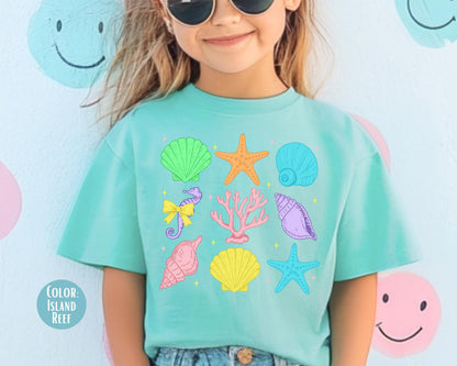 Comfort Colors® Neon Seashells Shirt, Girls Summer Shirts