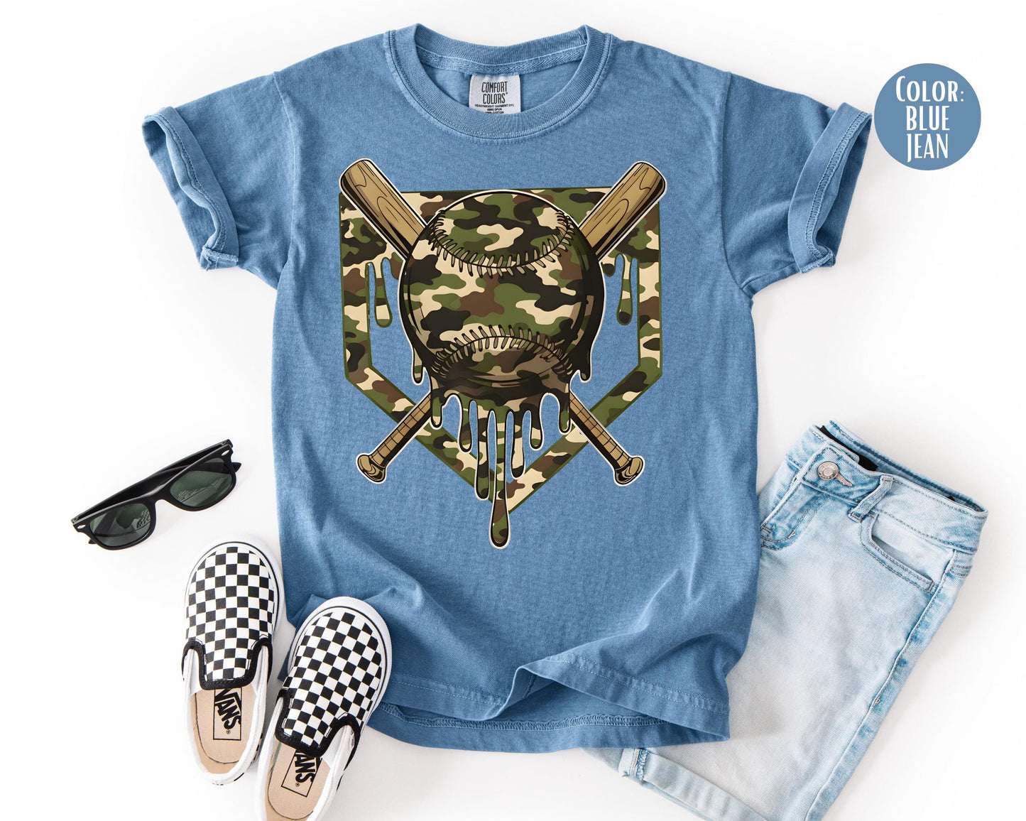 Comfort Colors® Boys Camo Baseball Shirt, Kids Baseball Shirts