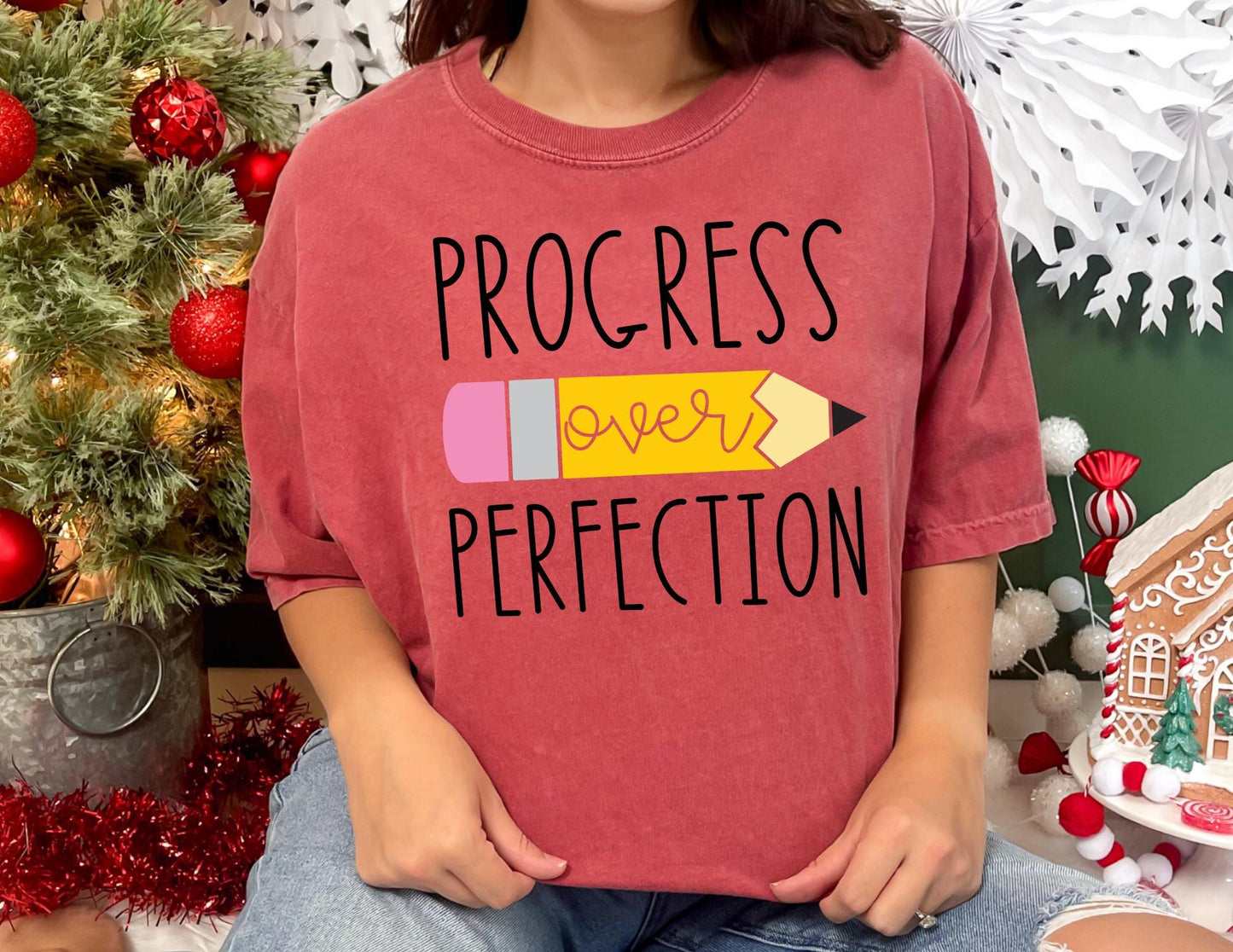 Comfort Colors Progress Over Perfection Shirt: Inspirational Teacher Tee