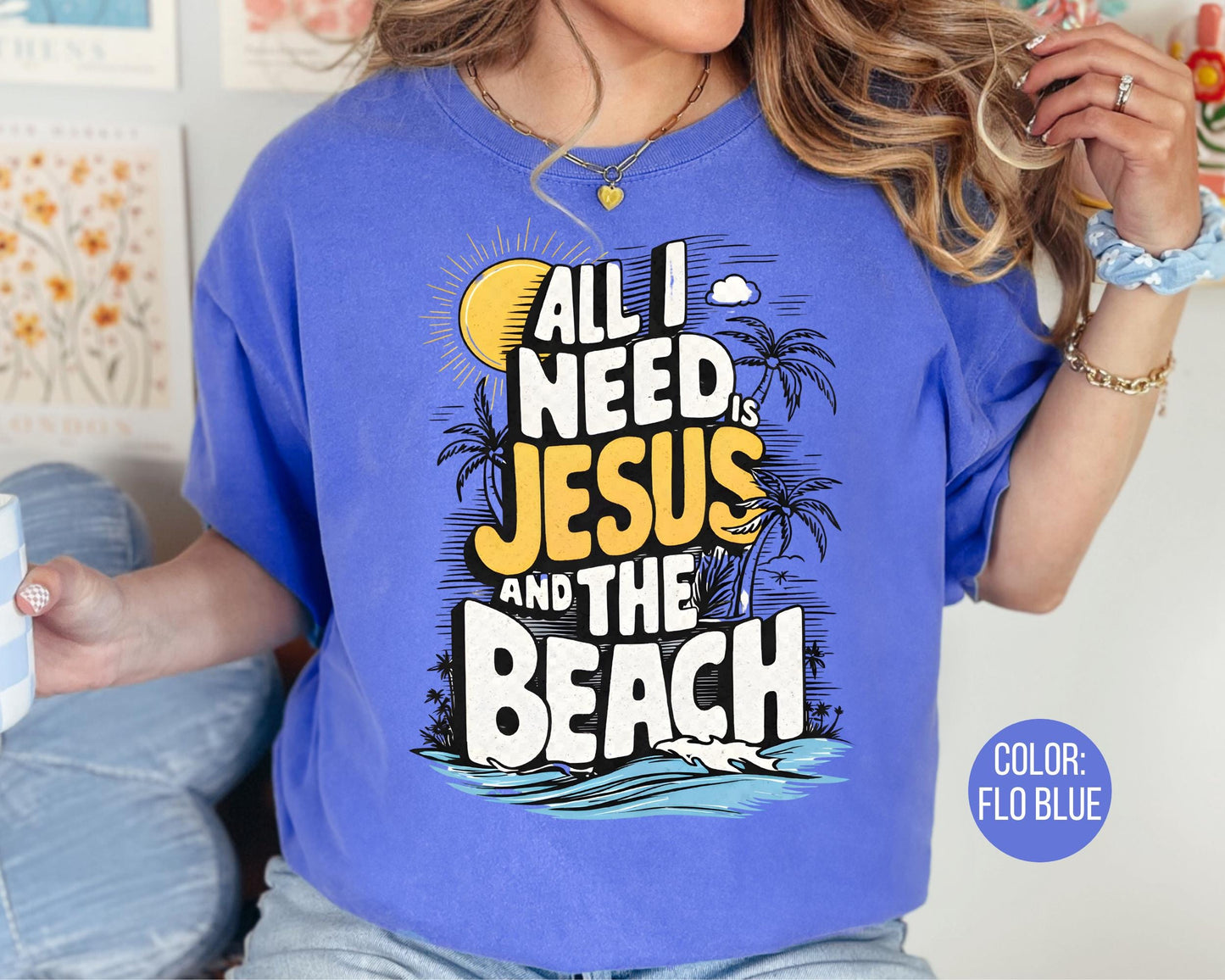 Comfort Colors® All I Need Is Jesus And The Beach Shirt, Kids Jesus Shirts