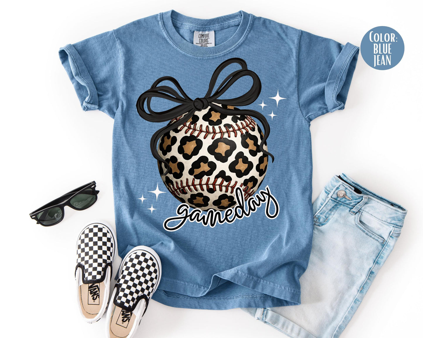 Comfort Colors Girls Leopard Softball Gameday Shirt, Kids Game Day Softball Shirts