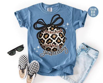 Comfort Colors Girls Leopard Softball Gameday Shirt, Kids Game Day Softball Shirts