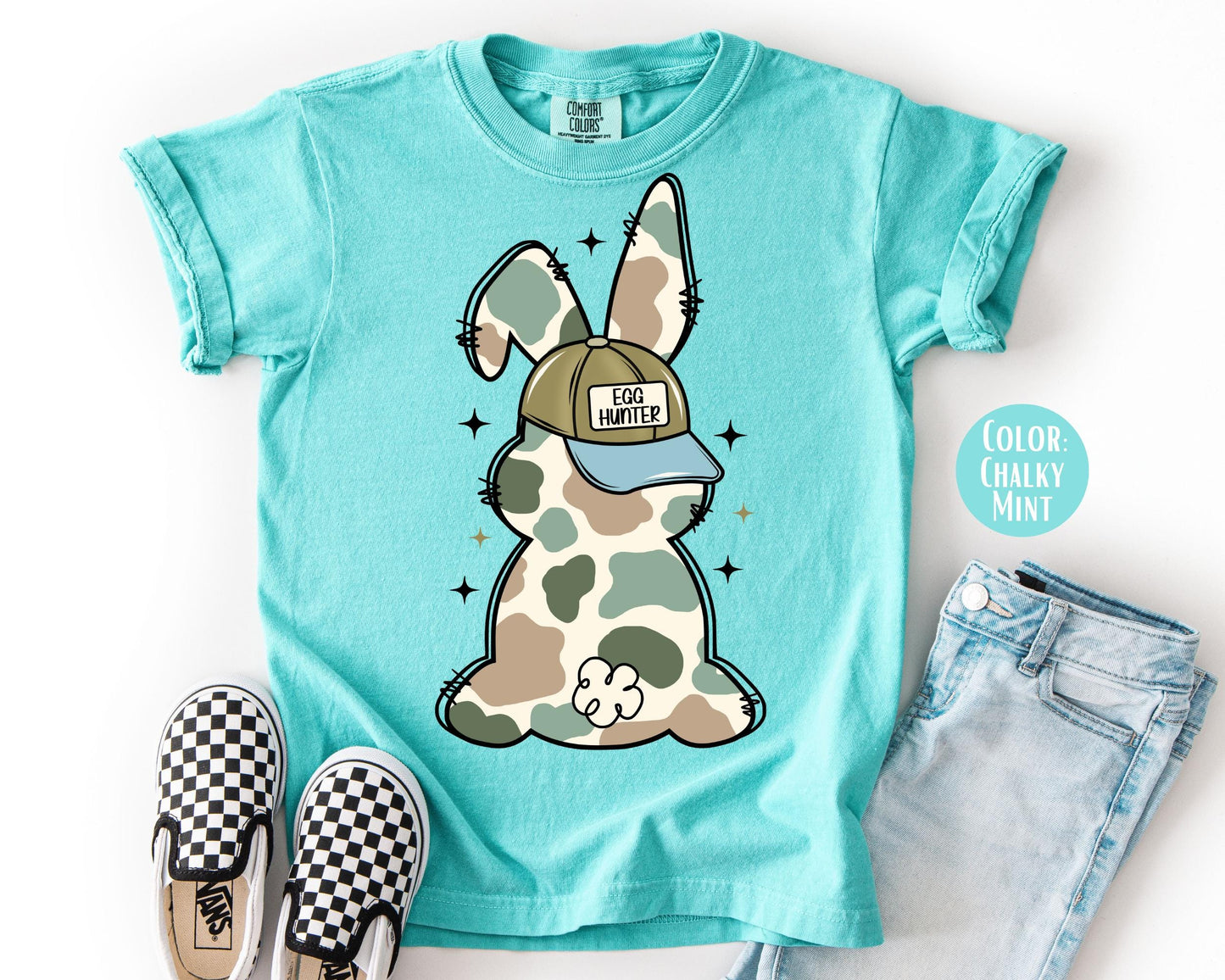 Comfort Colors® Boys Egg Hunter Bunny Shirt, Easter Shirts for Boys