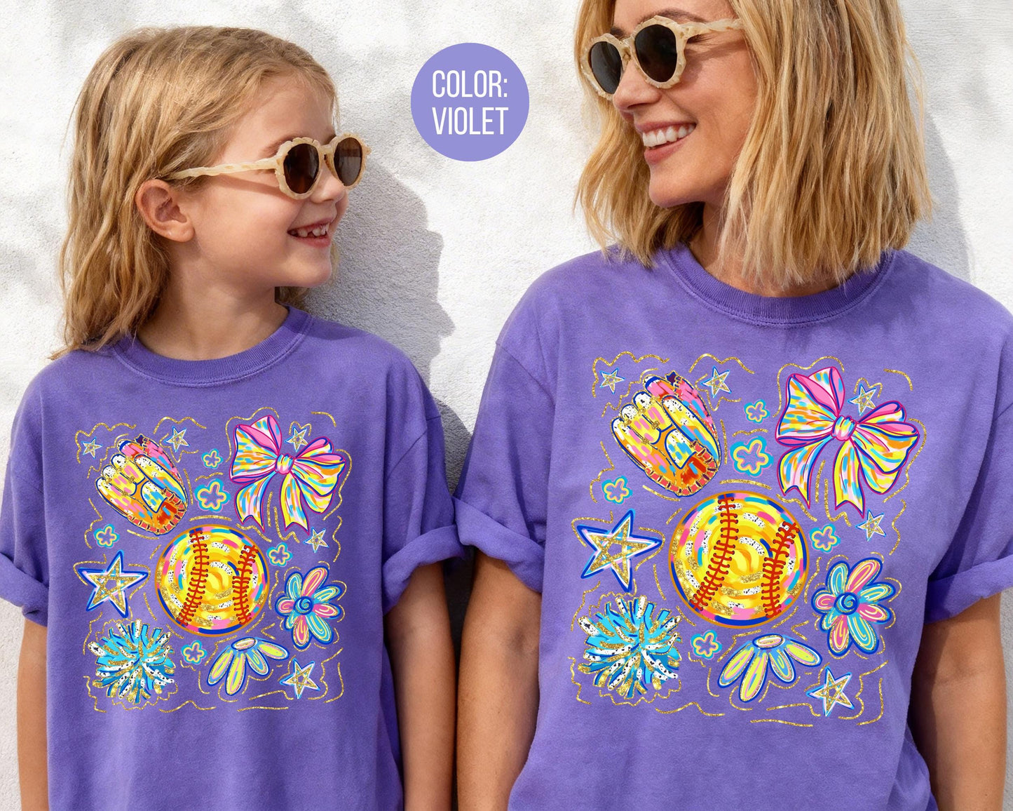 Comfort Colors Coquette Brushstroke Softball Shirt: Girls Softball Youth Tee