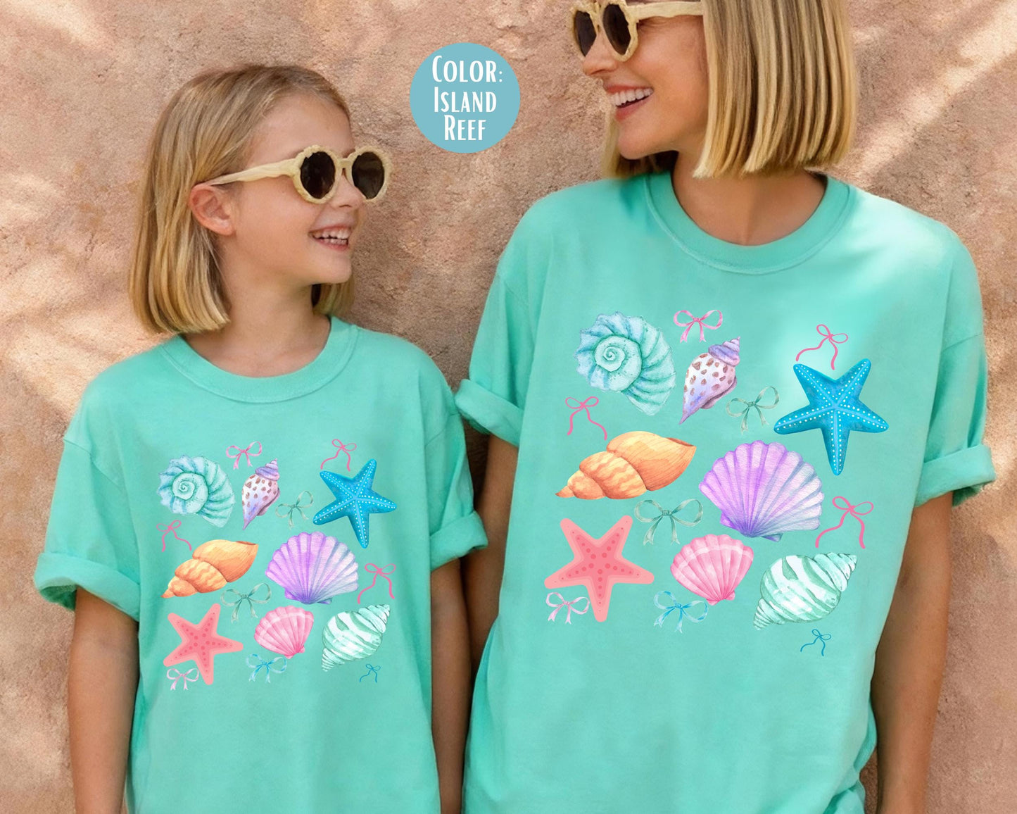 Comfort Colors® Preppy Coquette Seashells Shirt, Mama and Mini Summer Shirts