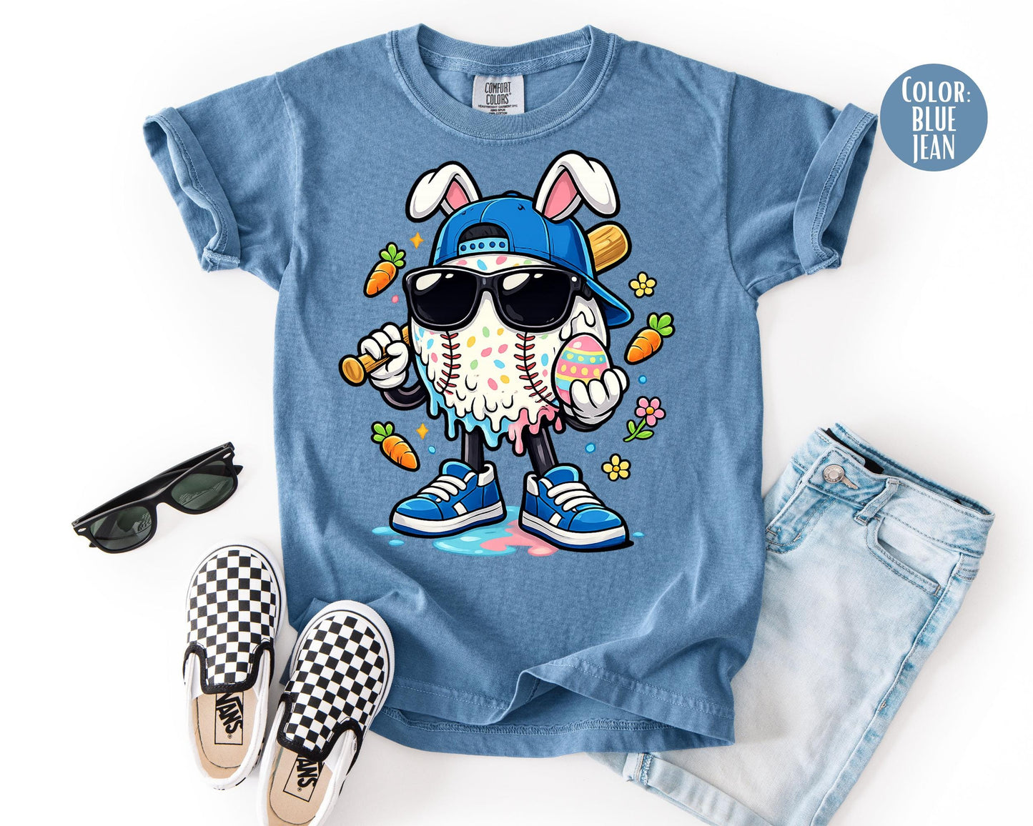Comfort Colors® Kids Easter Baseball Shirt, Boys Baseball Shirts