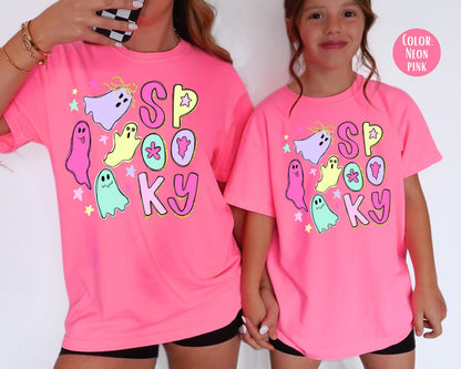 Comfort Colors Spooky Ghost Shirt, Doodle Halloween Tee