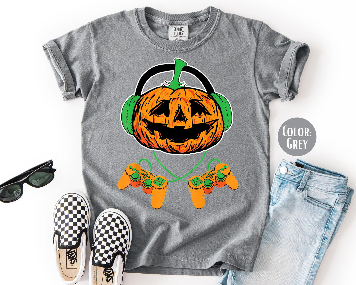 Comfort Colors Gamer Halloween Shirt: Boys Jack O' Lantern Tee