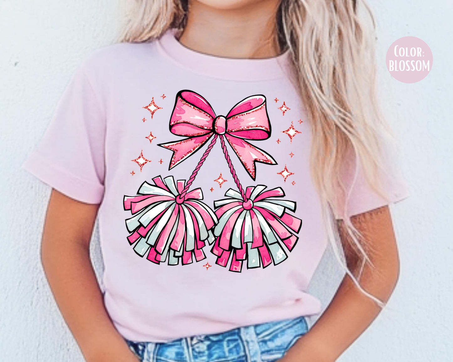 Comfort Colors Girls Cheerleader Shirt: Pom Pom Tee