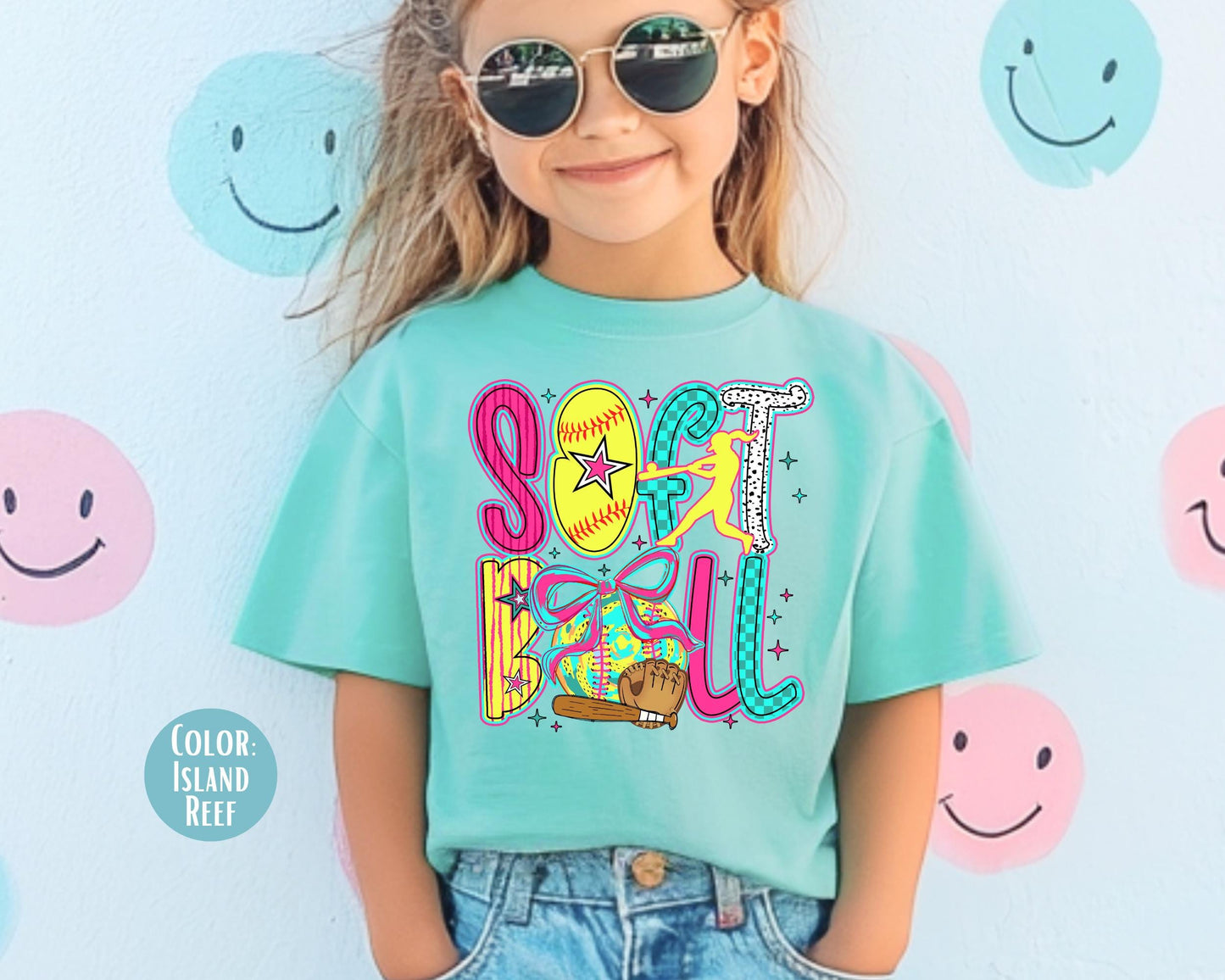 Comfort Colors Kids Softball Shirt: Girls Youth Tee