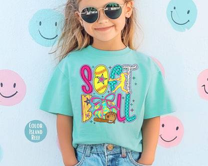 Comfort Colors Kids Softball Shirt: Girls Youth Tee