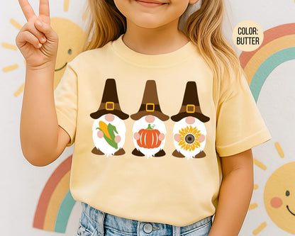 Comfort Colors Pilgrim Gnomes Thanksgiving Shirt, Thanksgiving Mommy and Me Shirts
