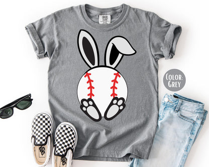 Comfort Colors® Boys Easter Baseball Shirt, Kids Bunny Baseball Tee