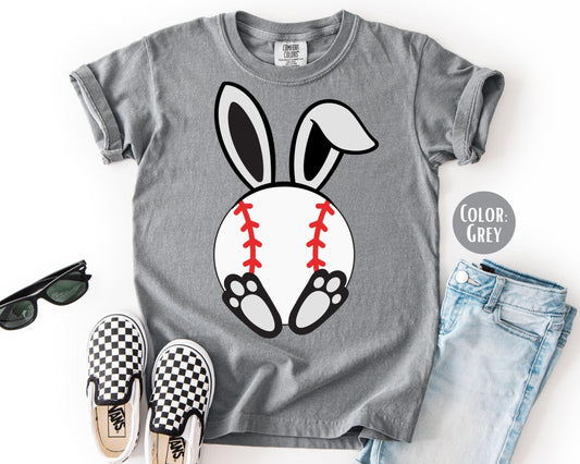 Comfort Colors® Boys Easter Baseball Shirt, Kids Bunny Baseball Tee
