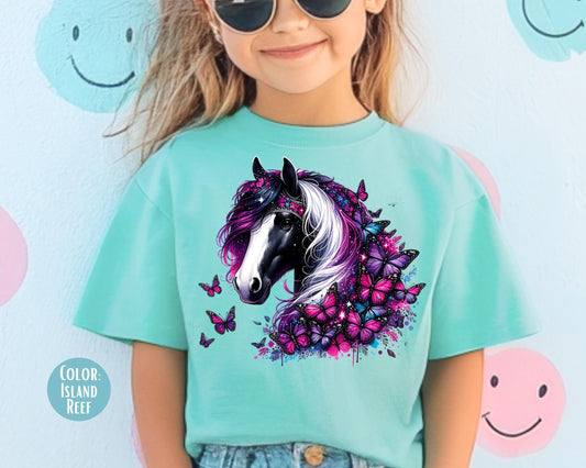 Comfort Colors® Colorful Butterfly Horse Shirt, Girls Horse Shirts