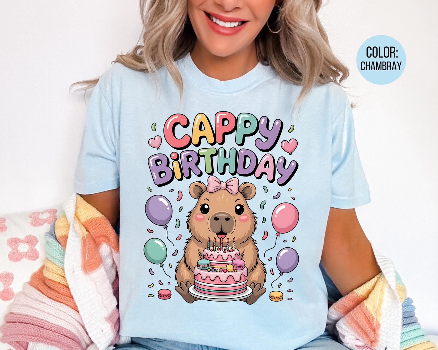 Comfort Colors Cappy Birthday Shirt, Girls Birthday Shirts, Capybara Tee