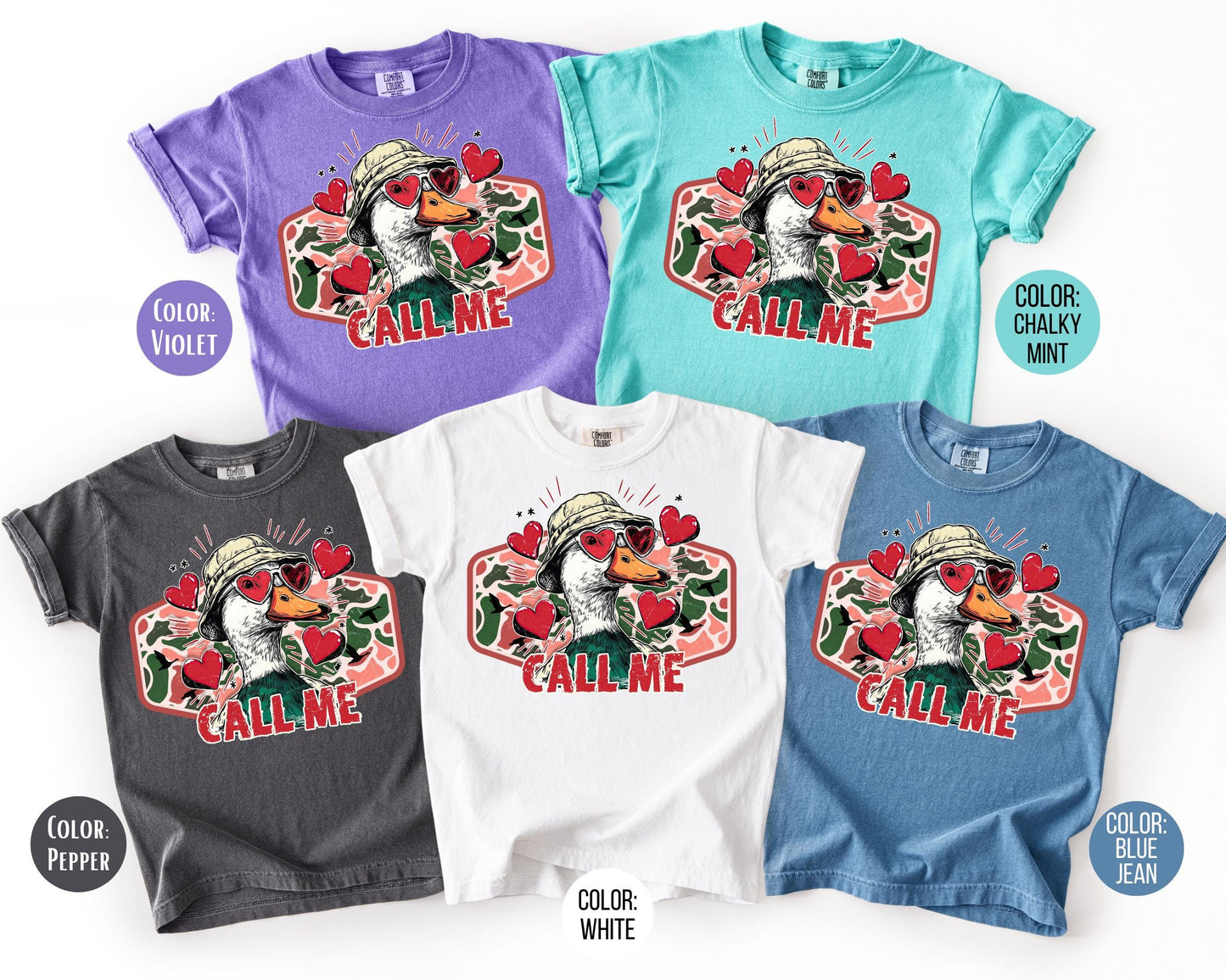 Comfort Colors® Boys Call Me Duck Shirt, Duck Hunting Valentines Day Shirts