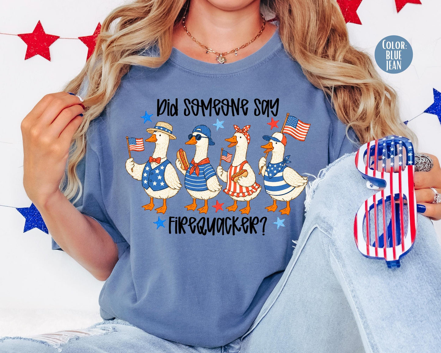 Comfort Colors Did Someone Say Firequacker Shirt, Funny 4th of July Goose Shirts