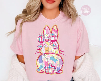 Comfort Colors® Pink Plaid Preppy Bunny Shirt, Adult and Youth Easter Bunny Shirts