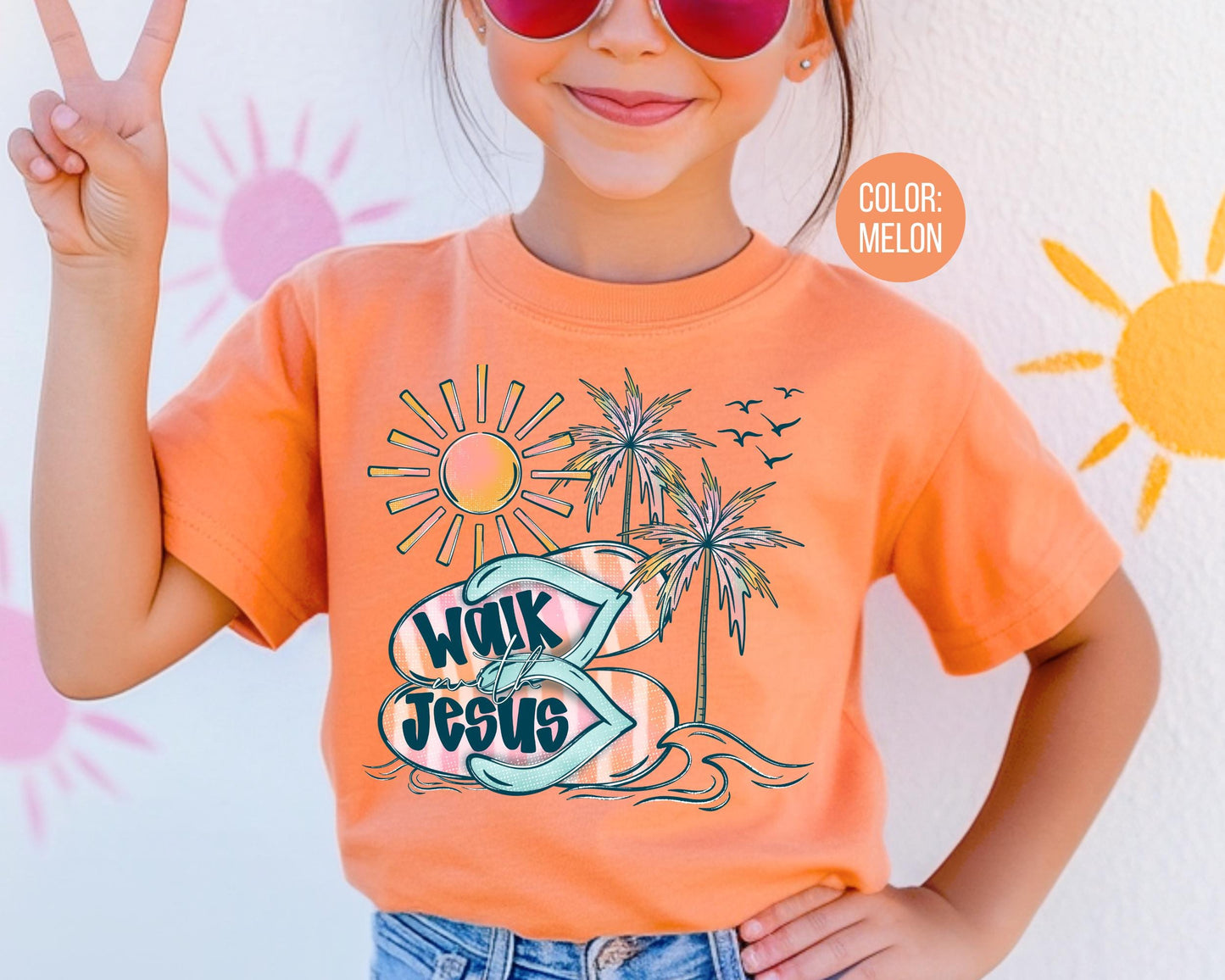 Comfort Colors® Walk With Jesus Beach Shirt, Kids Jesus Shirts