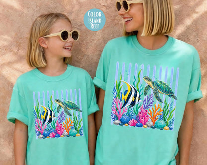 Comfort Colors® Trendy Sea Life Shirt, Girls Ocean Shirts, Summer Tees