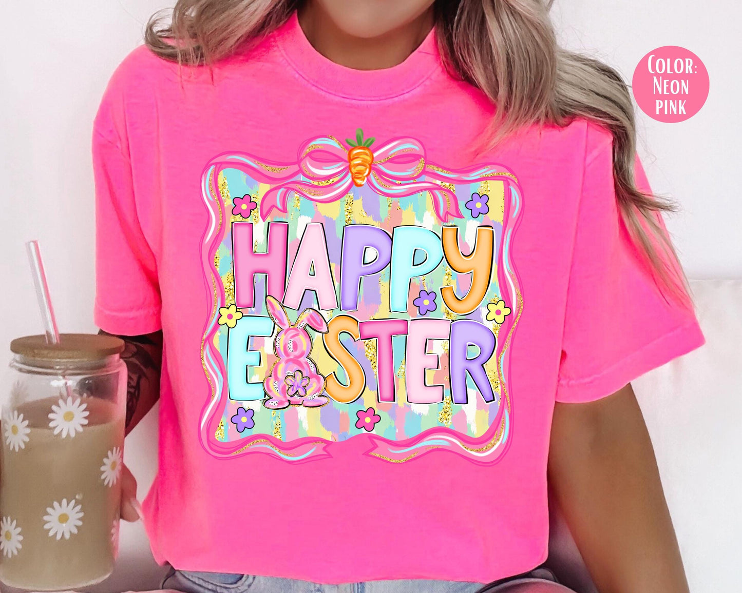 Comfort Colors® Preppy Happy Easter Shirt, Girls Easter Shirts