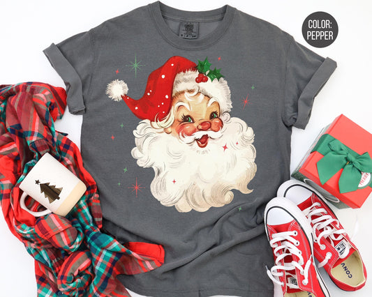 Comfort Colors Retro Santa Claus Shirt - Jolly Santa Christmas Tee