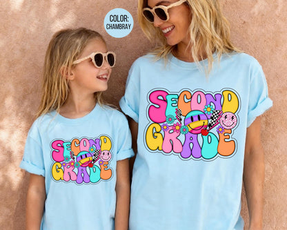 Comfort Colors® Smiley Retro Second Grade Shirt, 2nd Grade Teacher Shirts