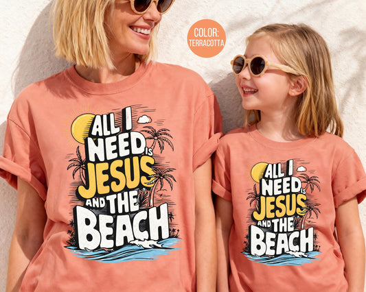 Comfort Colors® All I Need Is Jesus And The Beach Shirt, Kids Jesus Shirts