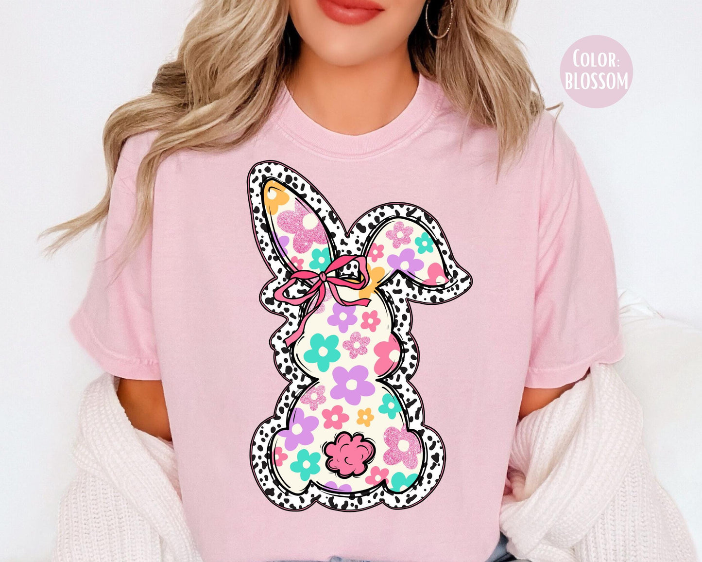 Comfort Colors® Floral Dalmatian Bunny Shirt, Adult and Youth Easter Bunny Shirts