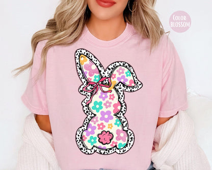 Comfort Colors® Floral Dalmatian Bunny Shirt, Adult and Youth Easter Bunny Shirts
