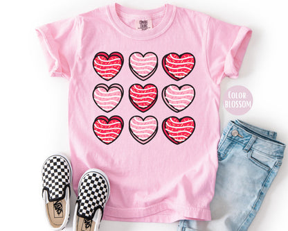 Comfort Colors Girls Heart Cakes Shirt, Mommy and Me Valentine Shirts, Kids Heart Tee
