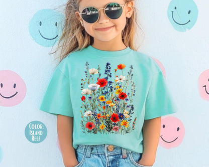Comfort Colors Wildflower Shirt: Girls Preppy Floral Tee
