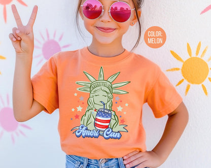 Comfort Colors Girls 4th of July Shirt: Statue of Liberty Tee