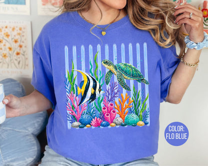 Comfort Colors® Trendy Sea Life Shirt, Girls Ocean Shirts, Summer Tees