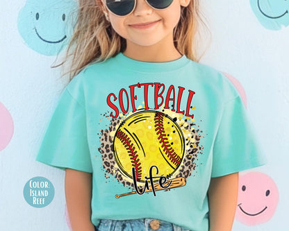 Comfort Colors Girls Softball Life Shirt: Matching Mom & Daughter Softball Shirts
